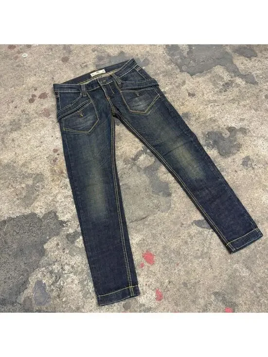 Vintage Fornarina Dark Wash Low Rise Y2K Cargo Pocket Skinny Jeans 26 - Picture 8 of 8